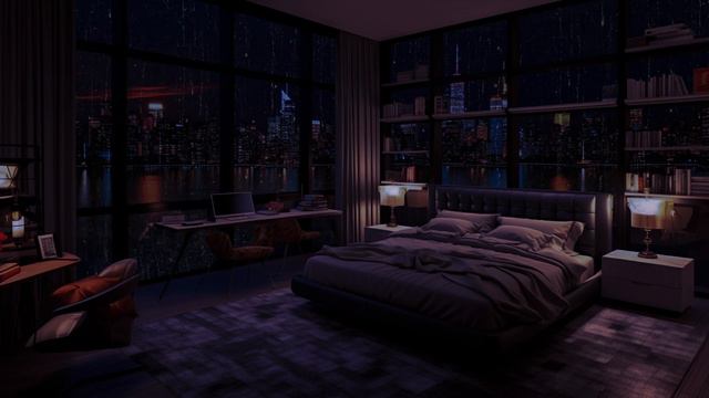 Night Ambience For Rest - 10 Hours Rain ASMR For SLeep -☔ Rain Apartment