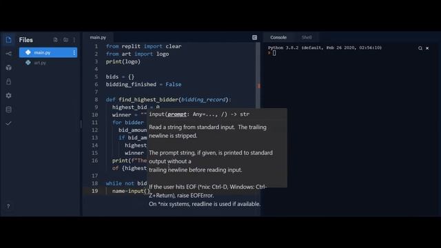 Blind auction using python ? смотреть онлайн
