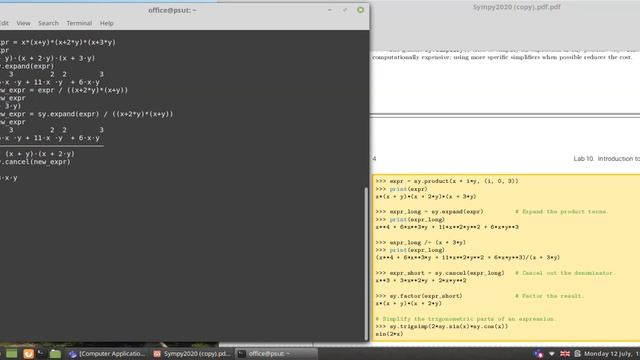البرمجة بلغة بايثون 3 | مقدمة للمهندسين SymPy | Simplification | Differentiation | Integration. смотреть онлайн