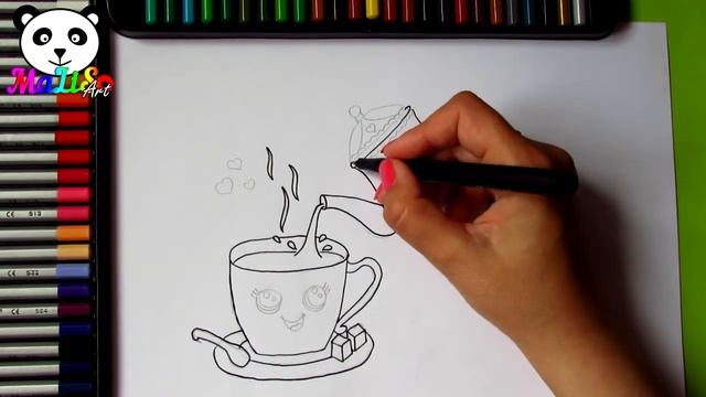 Як намалювати милі чашку і чайник | Как нарисовать чашку | How to Draw Tea Cup and Saucer and Teapo смотреть онлайн