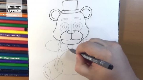 How to draw Freddy Plush, FNAF, Как нарисовать Фредди