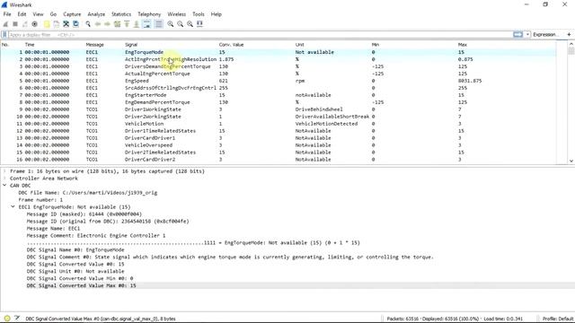 CAN DBC File - Real Time Conversion in Wireshark (J1939 Example) смотреть онлайн