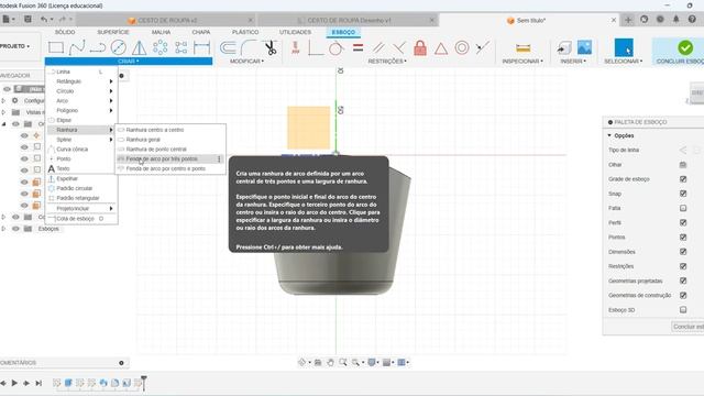 Aula 569 - Modelamento do Cesto de Roupas Plástico no Fusion 360 смотреть онлайн