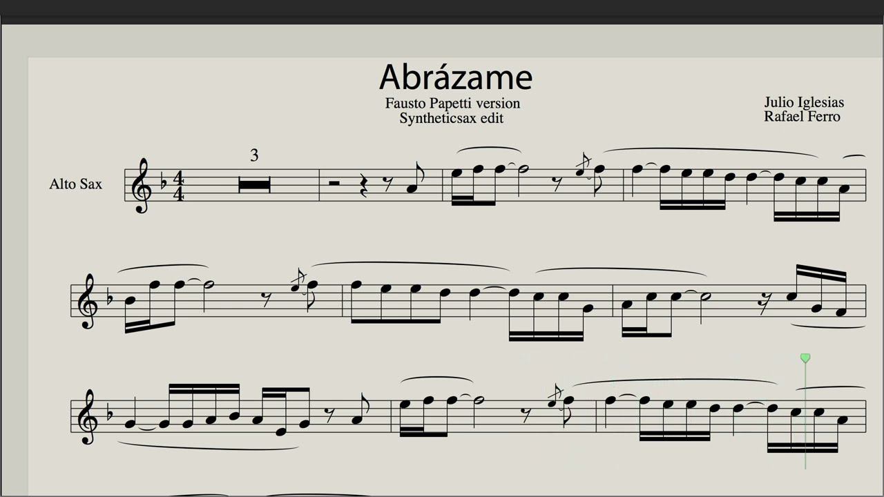 Julio Iglesias, Rafael Ferro - Abrazame (Sheet Music For Saxophone Alto ) Incl Backing Track Video