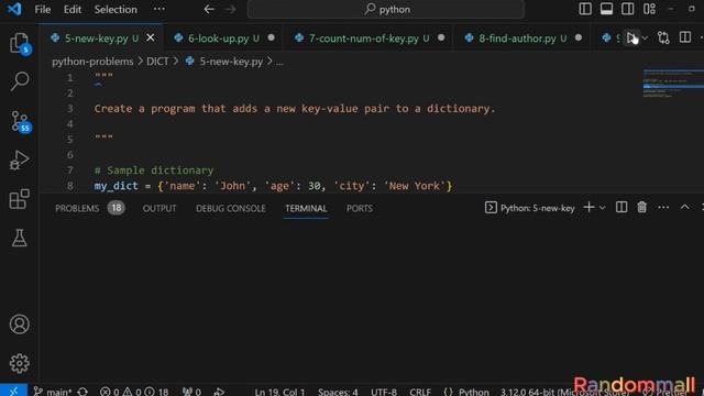 #5 PYTHON PROBLEMS AND SOLUTIONS ON DICTIONARY смотреть онлайн