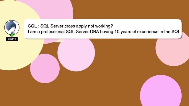 SQL : SQL Server cross apply not working? смотреть онлайн