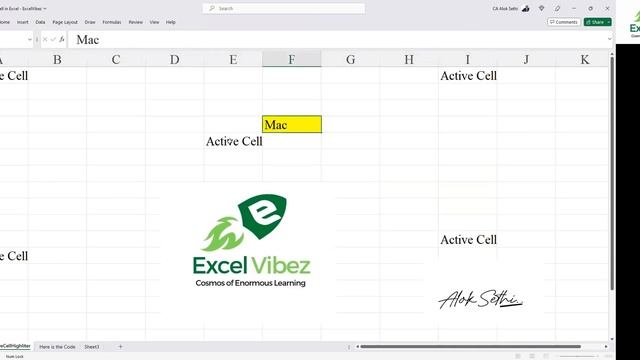 Highlight Active Cell in Excel using VBA Code || CA Alok A Sethi смотреть онлайн