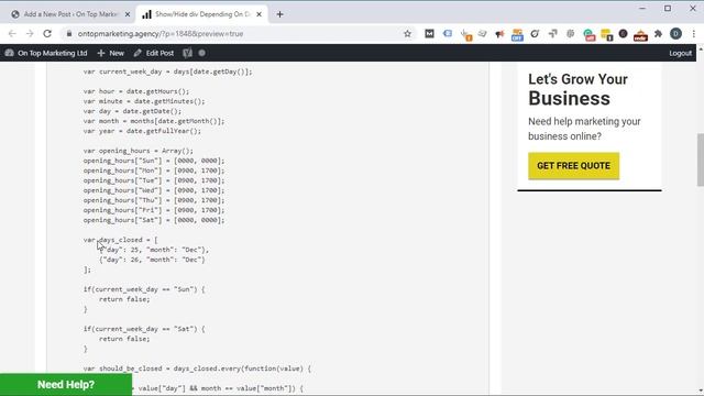 Show/Hide div Depending On Day & Time (jQuery) смотреть онлайн