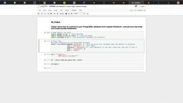 How to connect to PostgreSQL from Jupyter Notebook