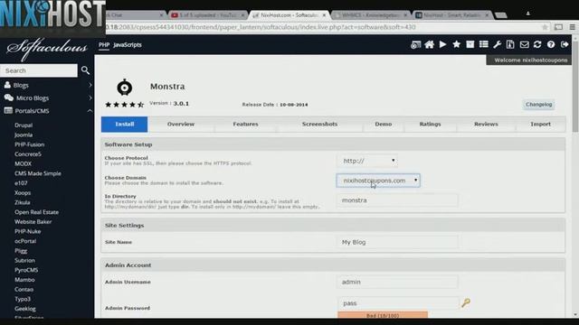 Installing Monstra with Softaculous in cPanel смотреть онлайн