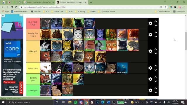 warrior cats character tier list! смотреть онлайн