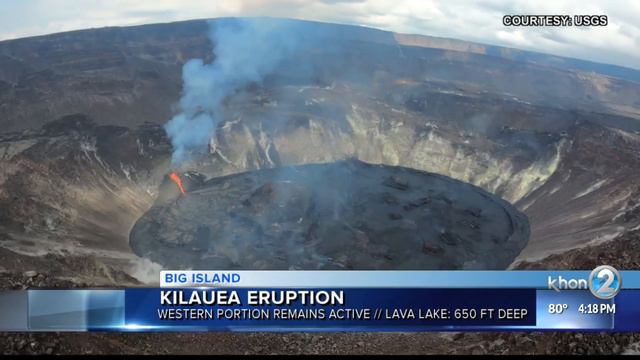 Lava lake at Kilauea eruption now 650-feet deep смотреть онлайн