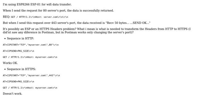 Electronics: ESP8266 ESP-01 only responds "Recv x bytes" after an HTTPS request смотреть онлайн