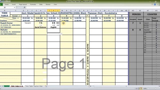 SCHOOL TIME TABLE MAKER - in Excel смотреть онлайн