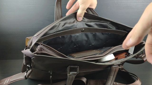 Коричневая кожаная сумка мужская с перфорацией Hight Touch 119011 Britannia смотреть онлайн