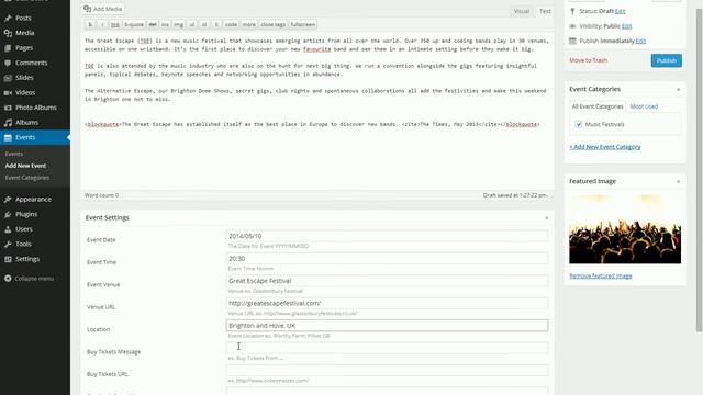 JamSession Music Band Wordpress Theme - Add New Event смотреть онлайн