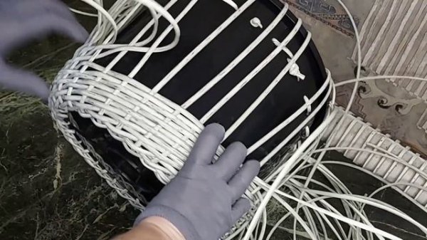 Узоры для кашпо из ротанга.