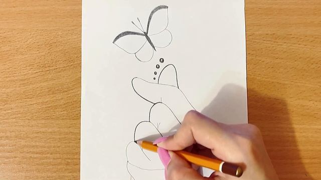Простой Рисунок Карандашом | Красивый Рисунок Рука С Бабочкой Очень Легко смотреть онлайн
