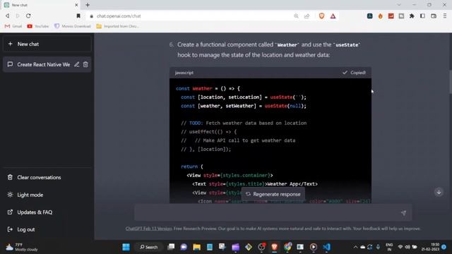Build a weather App with React Native using #openai and #chatgpt смотреть онлайн