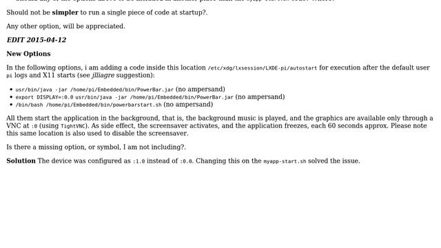Unix & Linux: How to setup DISPLAY to run a Java JAR Swing Executable from Init.d? смотреть онлайн
