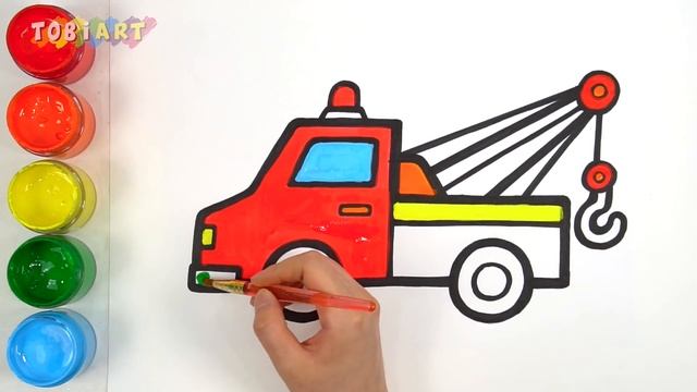 Let's Learn To Draw Tow Truck And Coloring For Kids | TOBiART