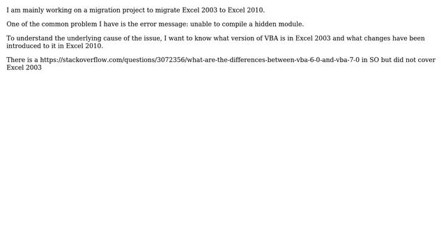 What version of VBA are used in Excel 2003? What is the difference between this version of VBA... смотреть онлайн