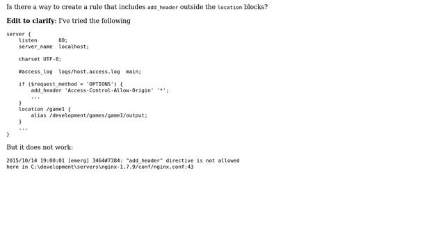 How to add CORS headers to several locations in nginx? смотреть онлайн