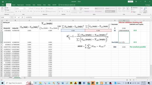 Analyze and explain the external and internal validation in excel, QSAR study смотреть онлайн