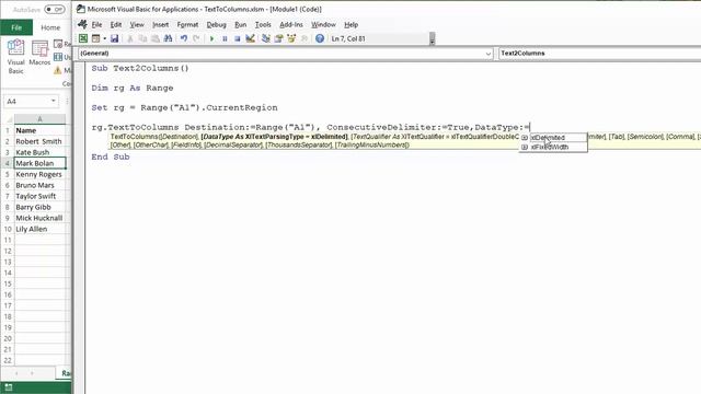 Excel VBA Code to Apply Text to Columns смотреть онлайн