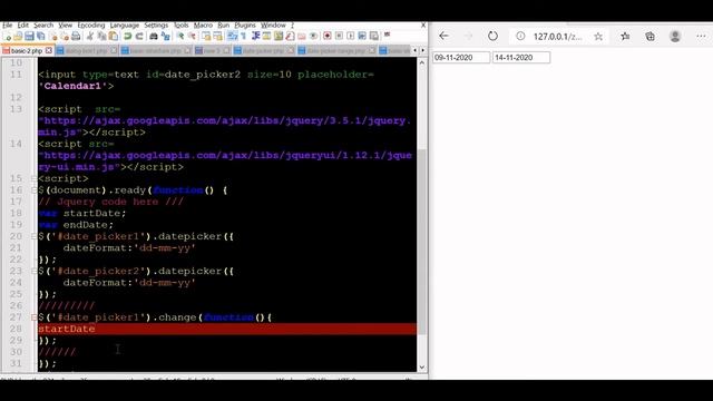 How to interlink two Calendars to select start date and end date by user in JQuery UI datepicker смотреть онлайн