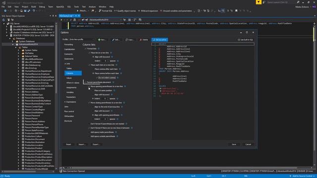 ApexSQL Refactor formatting options Parameters, columns, joins, and flow control смотреть онлайн