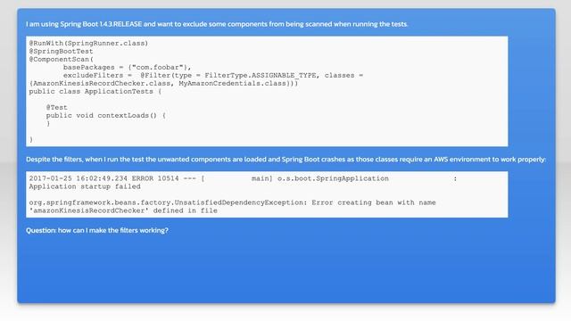Spring ComponentScan excludeFilters annotation not working in Spring Boot Test context смотреть онлайн