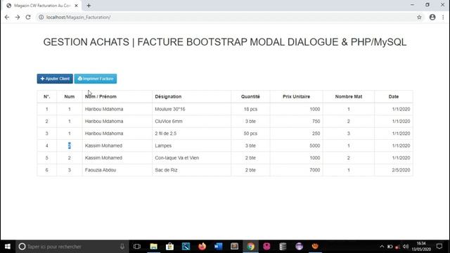 PHP Achats Facturation BootStrap, ModalDialogue PHP MySQL смотреть онлайн