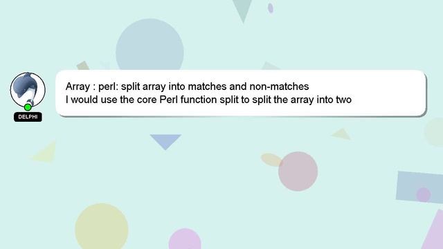 Array : perl: split array into matches and non-matches смотреть онлайн