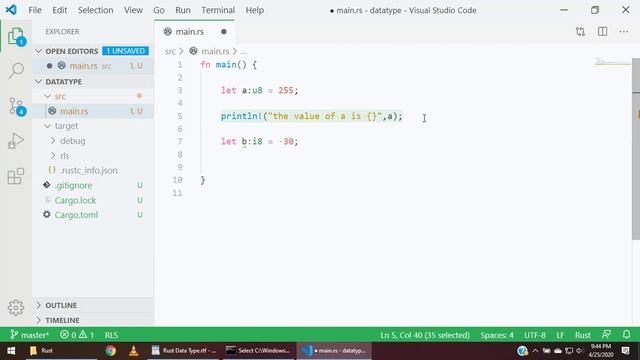 04 Scalar Data Type Rust Language смотреть онлайн
