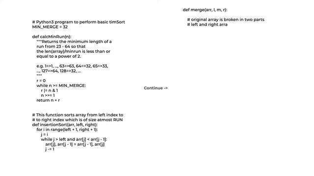 TimSort implemented in Python смотреть онлайн