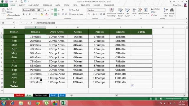 Excel Lesson 6 - Product & Month Wise Sale Array Formula смотреть онлайн