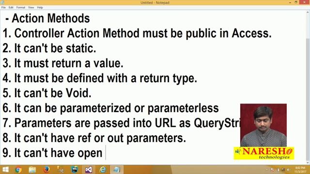 asp.net MVC Controller Action Methods | asp.net MVC Tutorials | By Mr.Sudhakar Sharma смотреть онлайн