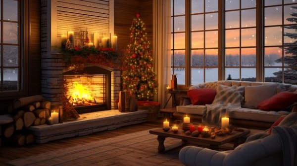 Blizzard Ambience with Crackling Fire | Relaxing Winter Retreat Sounds