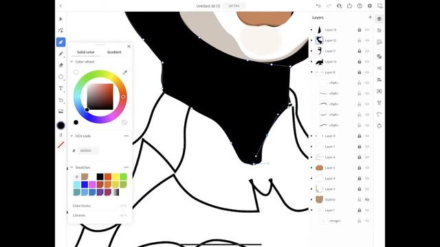Let's create a black superhero in Adobe Illustrator on iPad. смотреть онлайн
