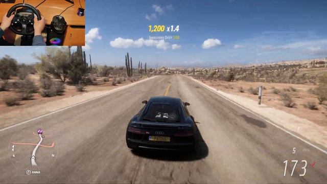 Audi R8 V10 Plus Test Drive - Forza Horizon 5 Using logitech g920 Steering Wheel gameplay смотреть онлайн
