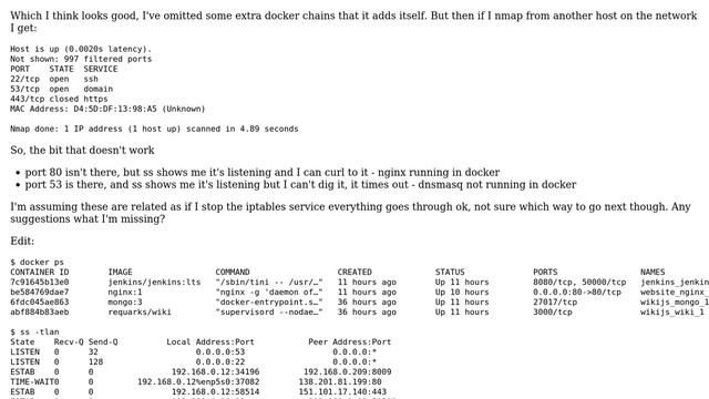 Unix & Linux: Able to connect to some ports open in iptables and not others смотреть онлайн