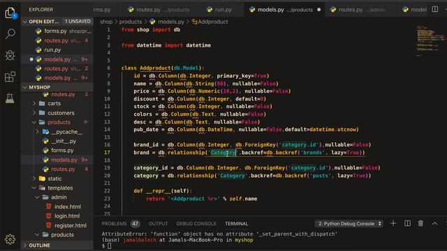 Ecommerce website create product table to Database SQLALchemy flask coding python tutorial part 9 смотреть онлайн