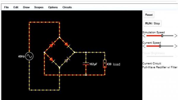 Circuit Simulator Applet, rectificadores