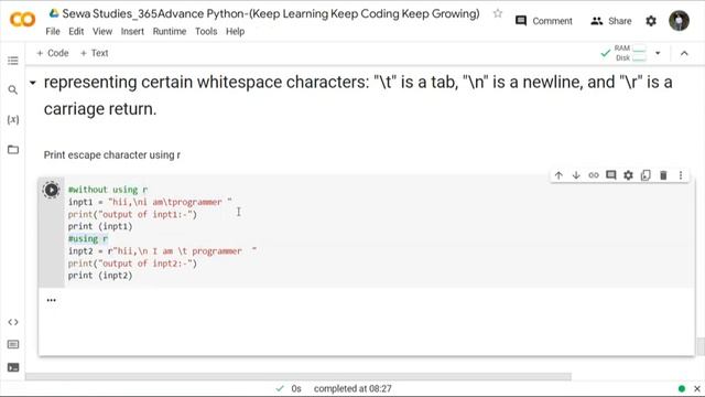 Day 138 Print Escape Characters Using Python смотреть онлайн