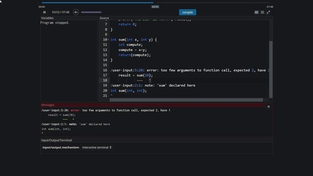 Correct basic compilation errors with functions смотреть онлайн