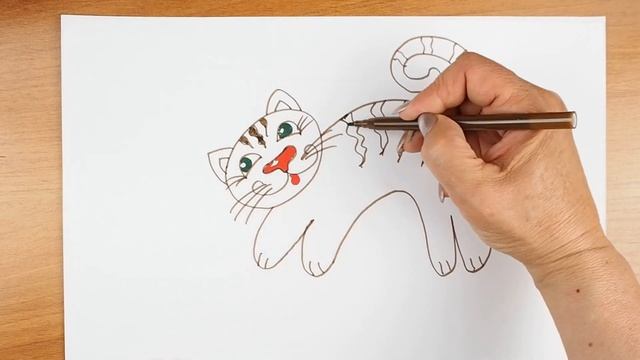 Рисуем забавного кота фломастерами смотреть онлайн