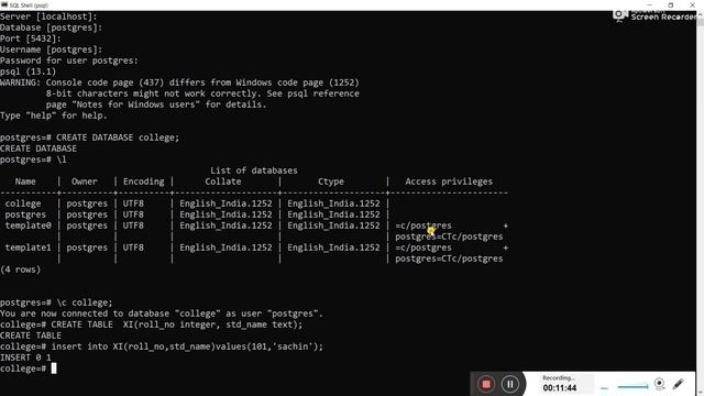 DBMS - commands in PSQL Environment смотреть онлайн