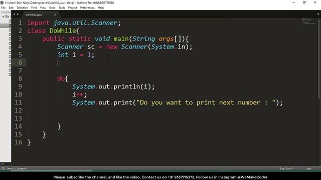 do while loop in Java - Java tutorial part 13 - Live coding with source code смотреть онлайн