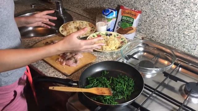 «Рис со шпинатом,филе и сыром» необыкновенно вкусно/пошаговый видео рецепт смотреть онлайн